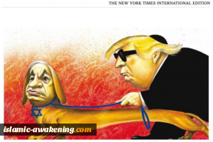 کاریکاتور جنجالى نیویورک تایمز درباره ترامپ و رژیم صهیونیستی