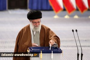 Islamic Revolution Leader casts his vote in ballot box.