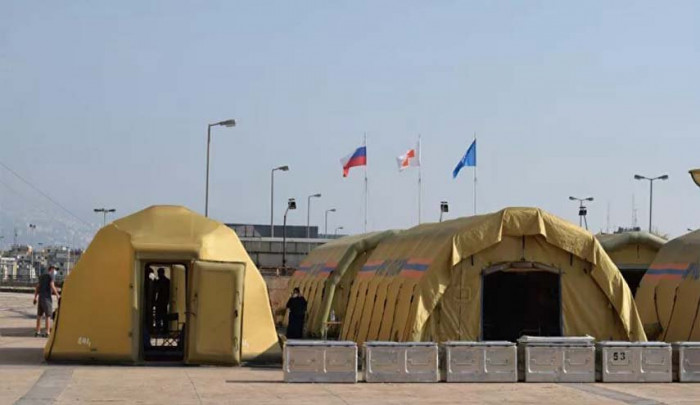 مستشفى میدانی روسی یبدا باستقبال جرحى انفجار بیروت