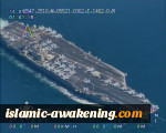 البحریة الإیرانیة تنشر صوراً لاعتراض حاملة طائرات أمیرکیة من قبل مسیرات 