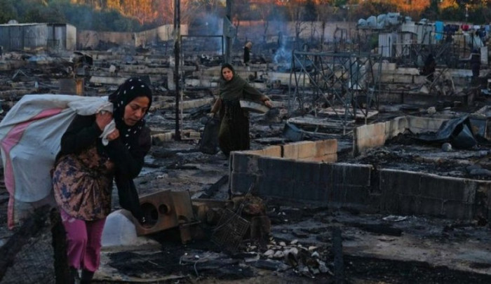 حزب الاتحاد فی لبنان یطالب بمعاقبة مُحرقی مخیم النازحین